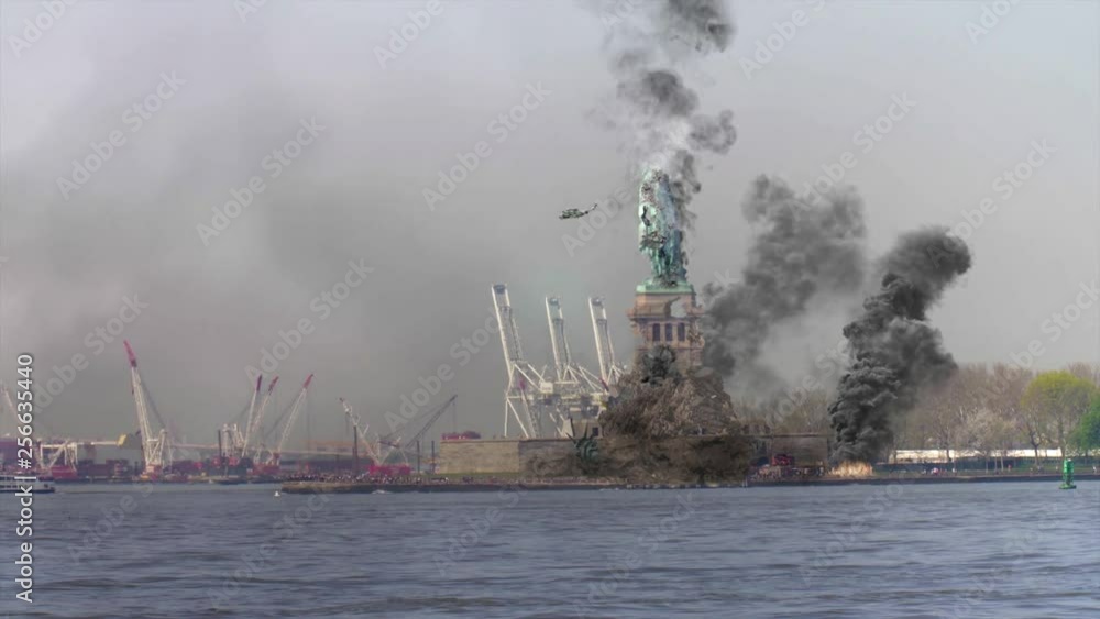 Statue of Liberty Destroyed Under Attack Powerful Video Compositing