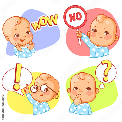 Set with baby sticker. Different emotions. 