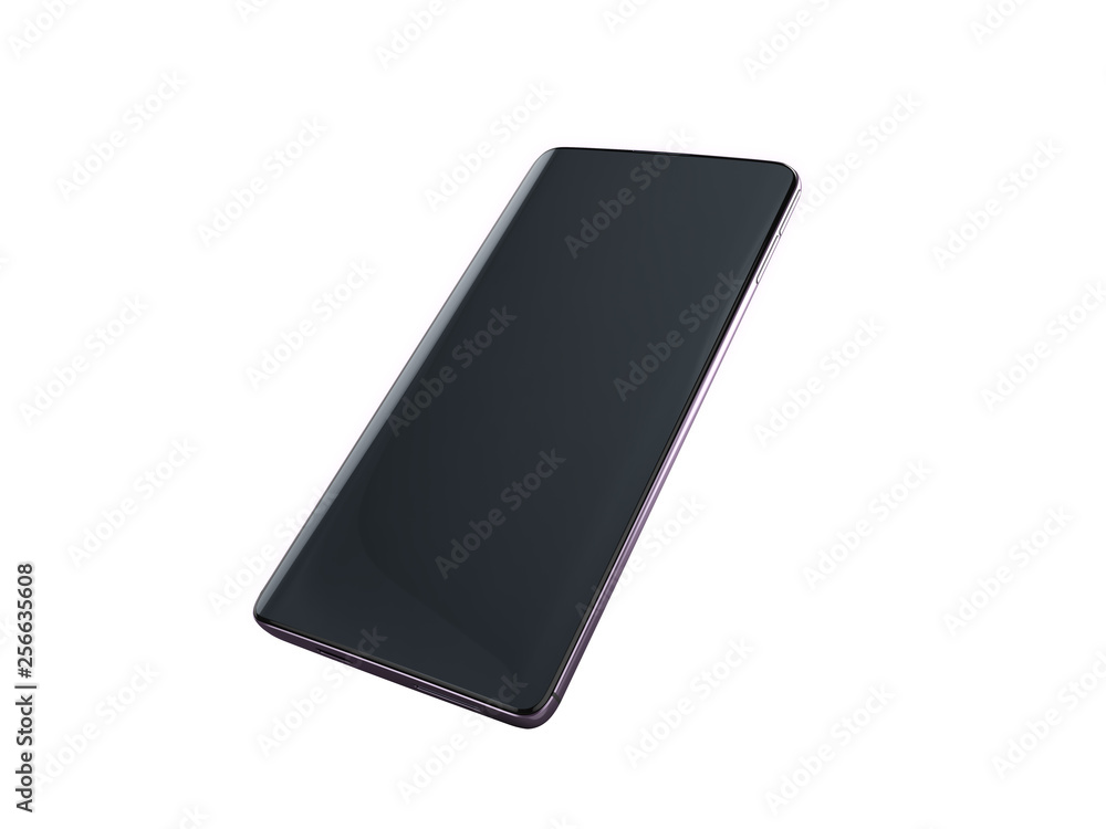 Modern full screen smart phone 3d render on white no shadow Modern full screen smart phone 3d render on white no shadow