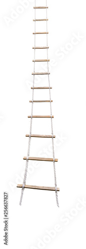 Long rope ladder isolated on white background photo