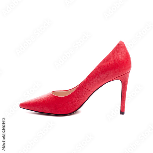 red women's shoes isolated on a white background.