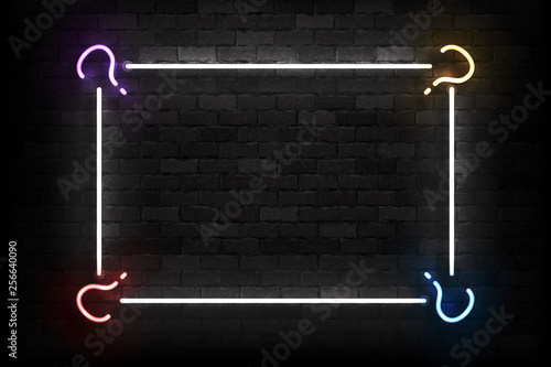 Vector realistic isolated neon sign of Quiz frame logo for template decoration and covering on the wall background. Concept of trivia night and question. photo