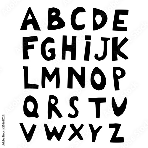 Paper Cut Alphabet. Capital letters. black letters on white background