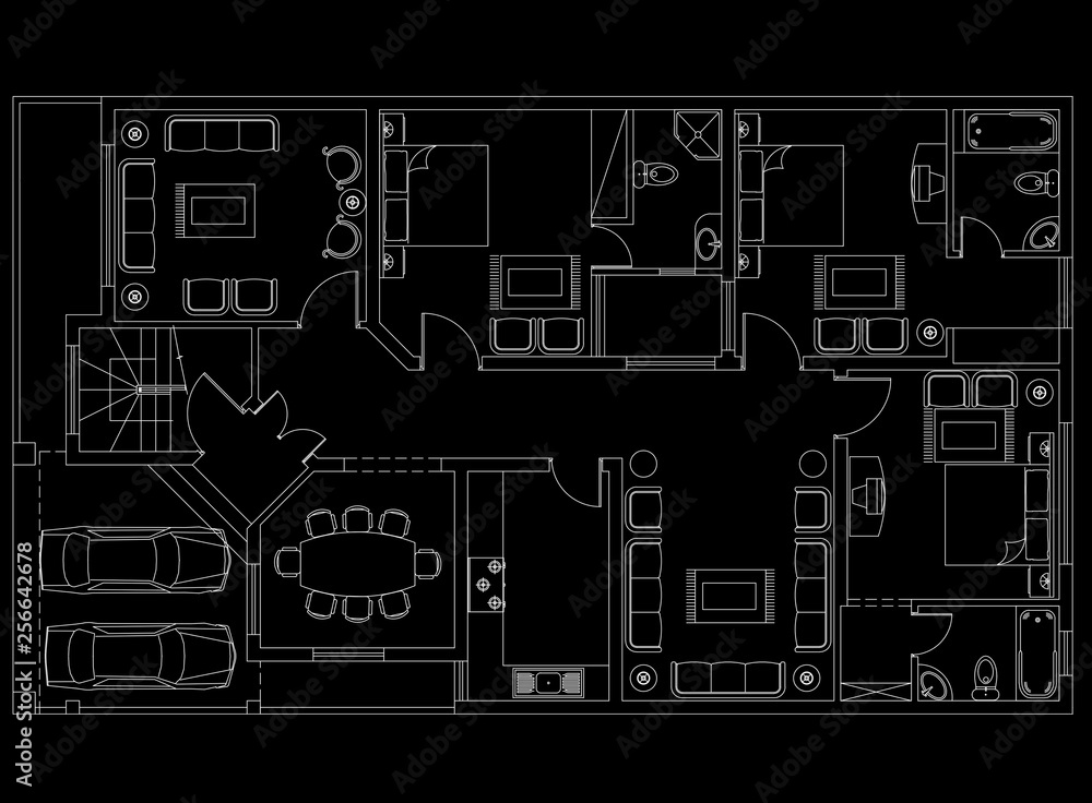 Apartment plan blueprint