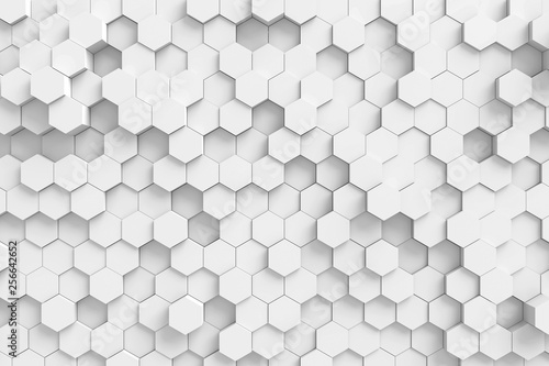 Fototapeta Naklejka Na Ścianę i Meble -  abstract background with white honeycomb, 3d render