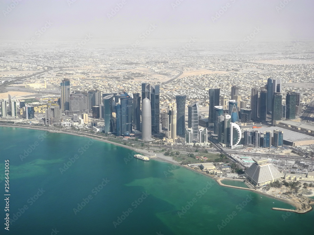 Aerial view landscape near city Doha, Qatar, Miidle East
