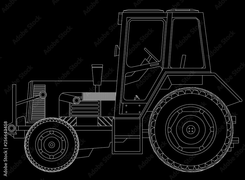 Naklejka premium Tractor blueprint