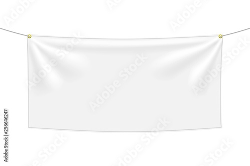 White textile banner with folds