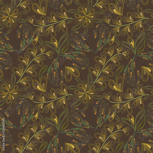 Seamless tropical pattern with flowers and leaves. Vector print. Use for fabric design, wallpaper,for packaging design 