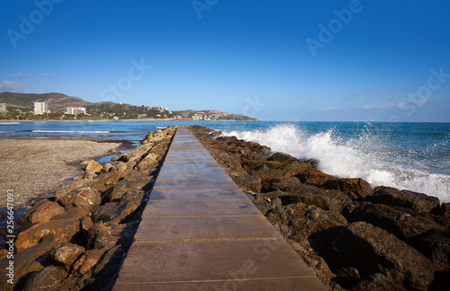 Benicassim breakwater in Castellon Spain