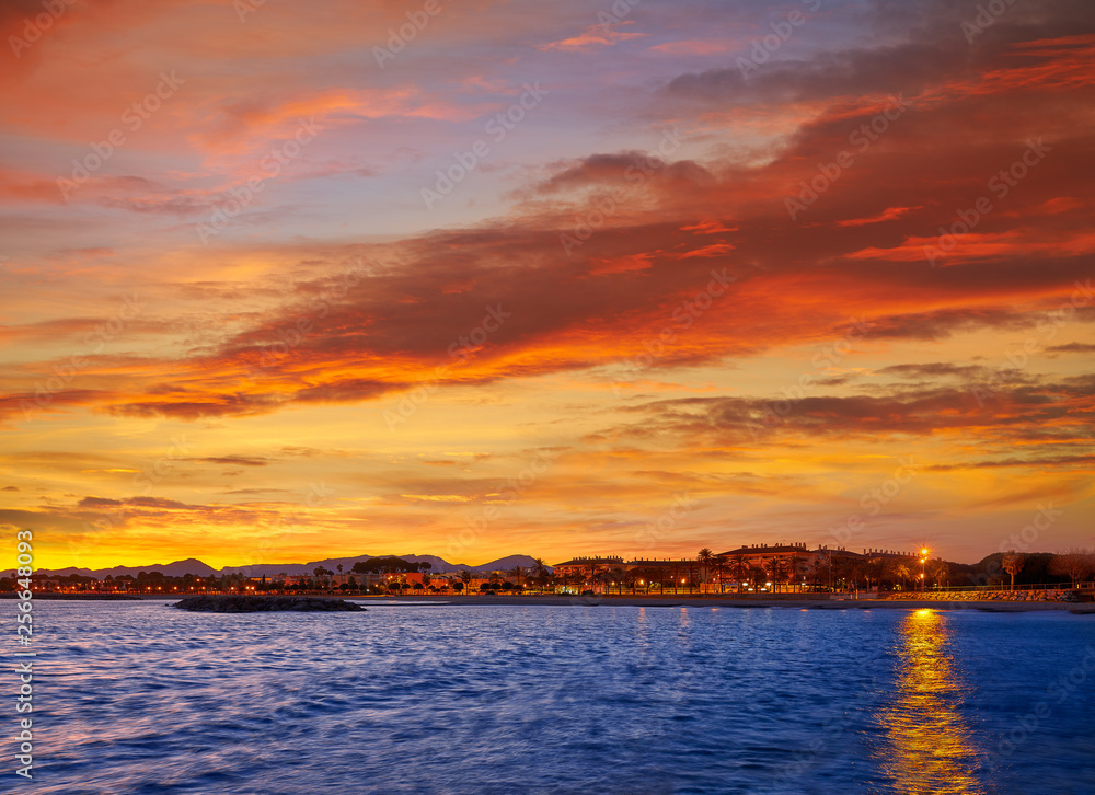 Cambrils beach sunset in Tarragona