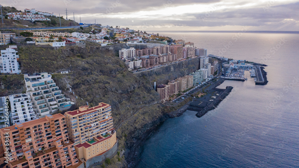 Fototapeta premium Top view of a coast. The buildings of the island of Tenerife, Canary Islands, Spain.