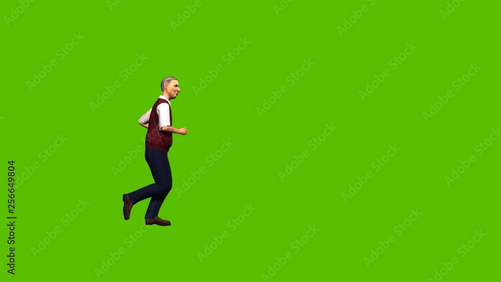 25 animated old male character exercises by running around