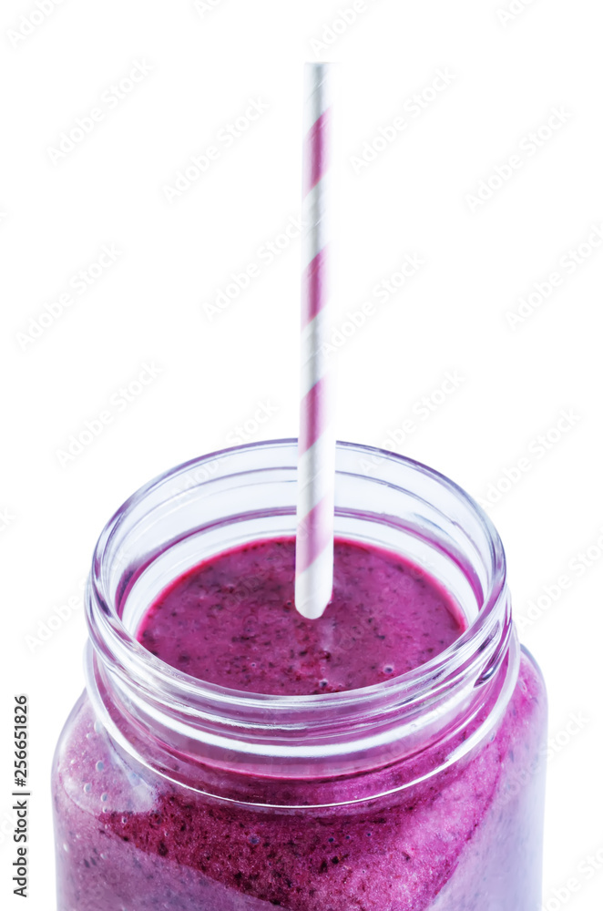 Blueberry banana smoothie on a white background Blueberry banana smoothie on a white background