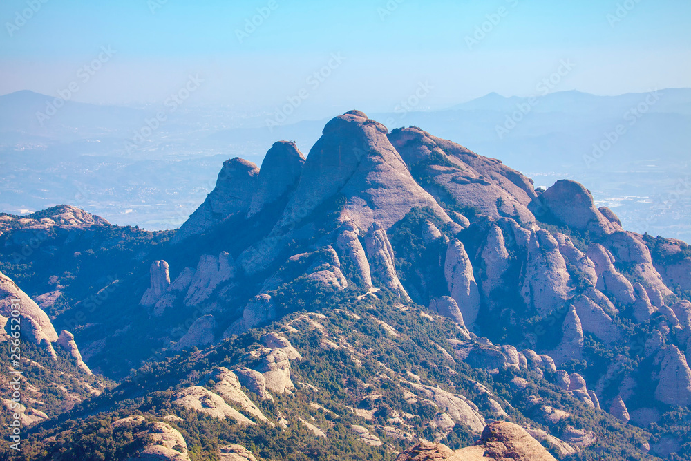 Scenery of Montserrat mountains in Catalonia