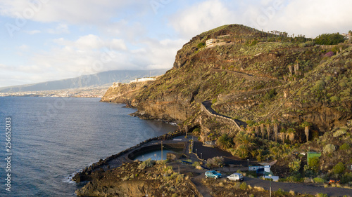 Top view of a coast. The buildings of the island of Tenerife, Canary Islands, Spain.