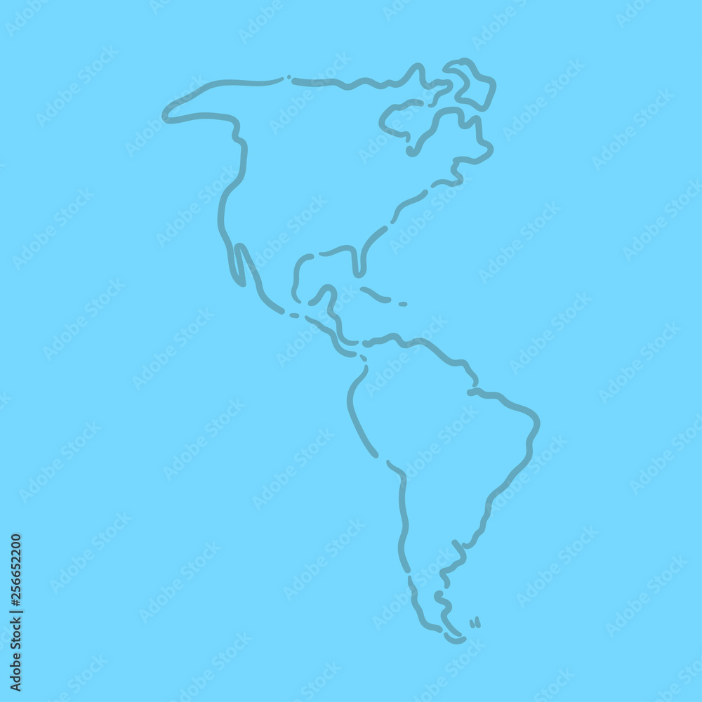 Hand drawn world map of the americas