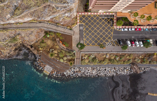 Top view of a coast. The buildings of the island of Tenerife, Canary Islands, Spain.