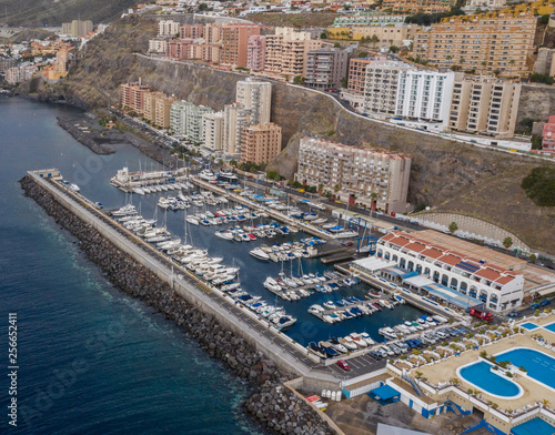 Top view of a coast. The buildings of the island of Tenerife, Canary Islands, Spain.