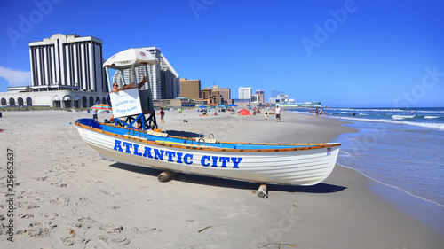 Life guard boat on the beach in Atlantic City,USA photo