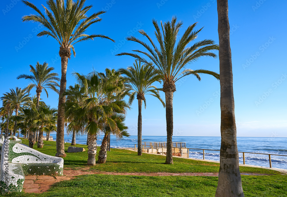 Fototapeta premium Oropesa de Mar beach mosaic bench park