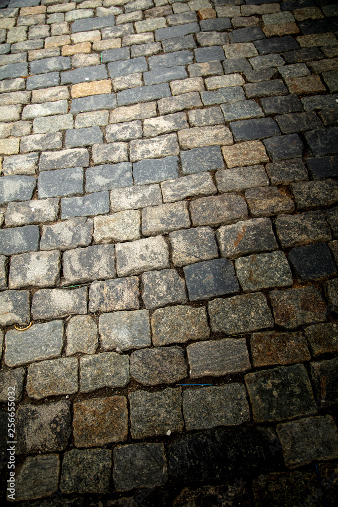 Stone blocks on the road as an abstract background