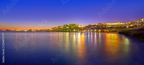 Tarragona port sunset in Mediterranean sea of spain