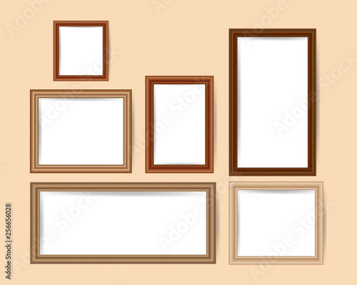 wooden picture frames. Vector EPS 10.