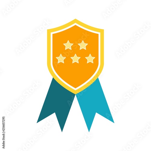 Medal of Honor icon vector. medal with two blue ribbons.