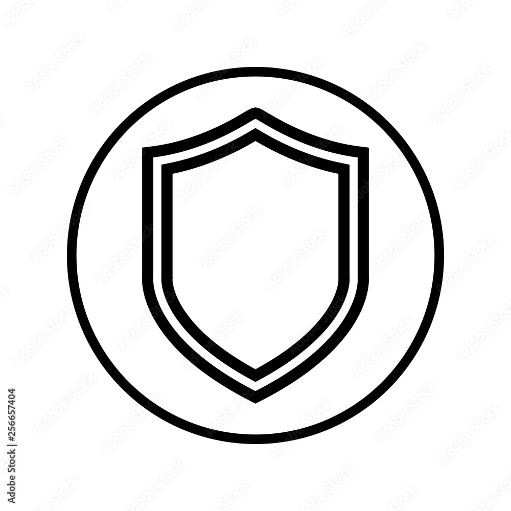 shield icon vector. protection and security icon, black and white in a circle. shield icon vector. protection and security icon, black and white in a circle.
