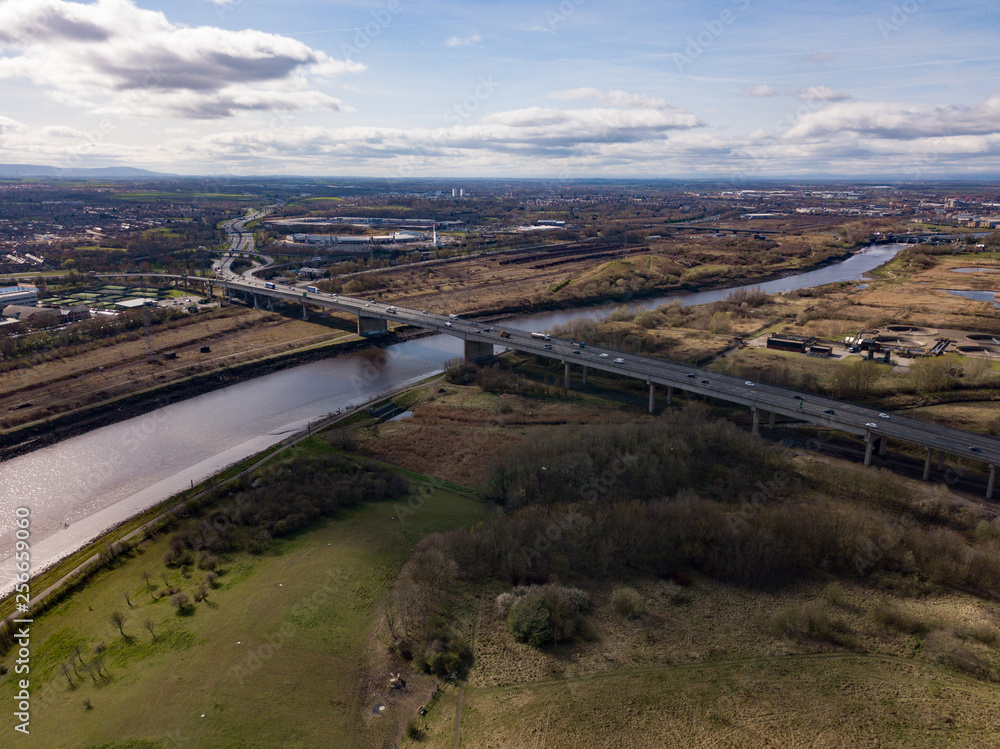 The A19 crossing of the River Tees between Stockton on Tees and Middlesbrough. The famous Teesside fly over.