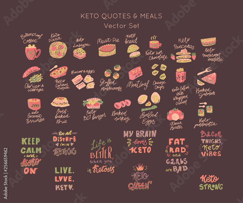 Ketogenic meals vector set