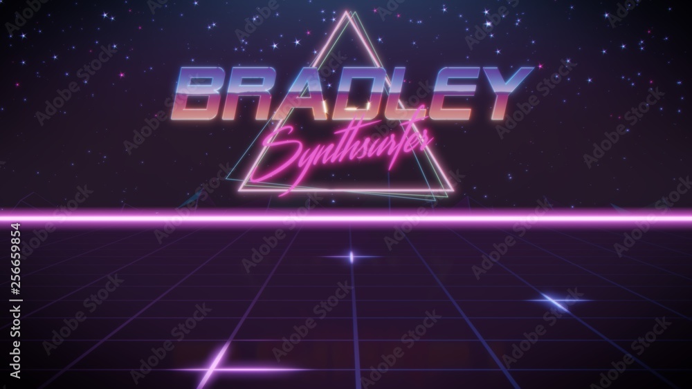 first name Bradley in synthwave style first name Bradley in synthwave style
