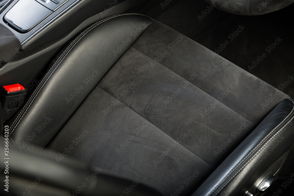 Detail of black car seat
