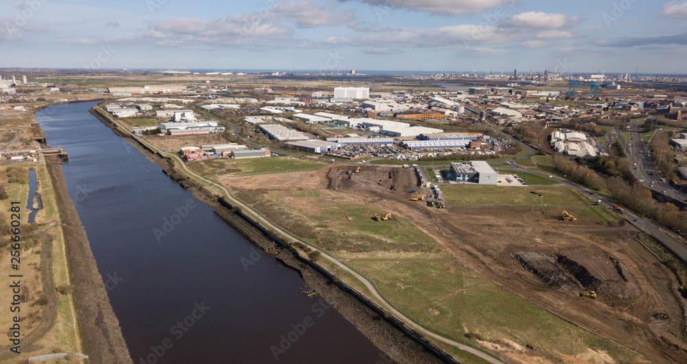 The industrial area of Middlesbrough on the banks of the River tees. A area of regeneration.