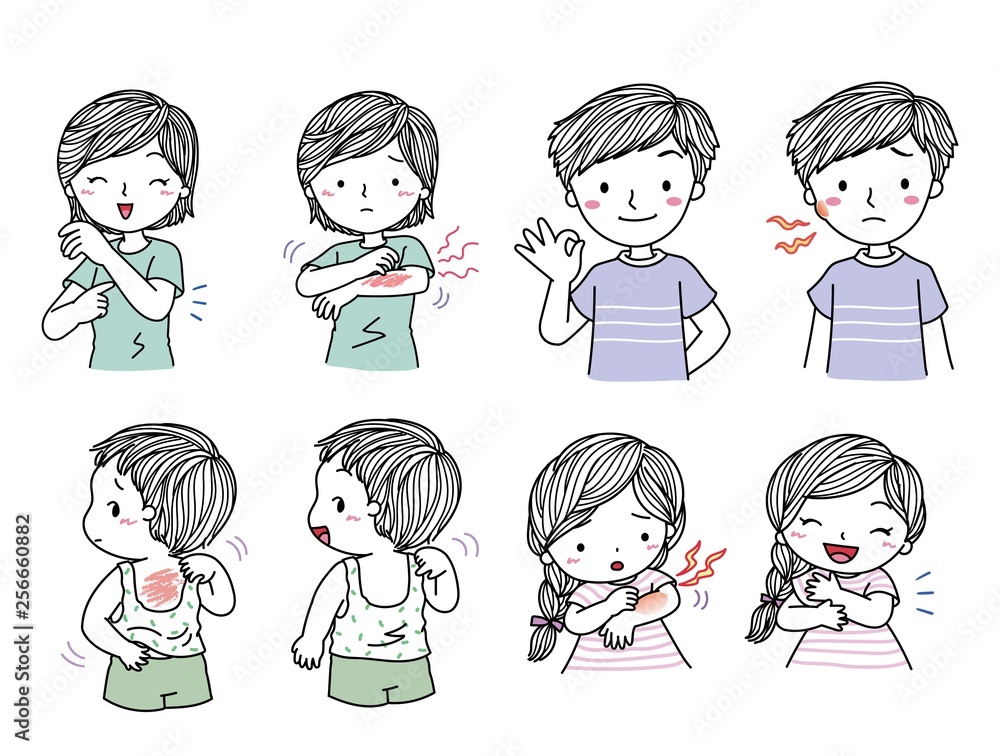 People's skin allergies, line pattern People's skin allergies, line pattern