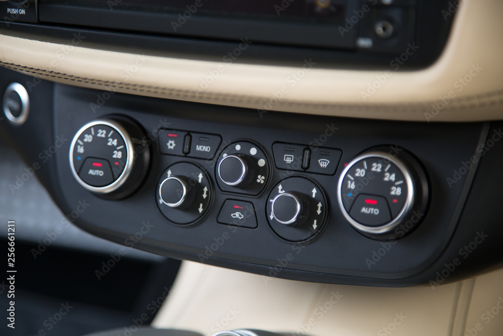 Air conditioning controls in sports car Air conditioning controls in sports car