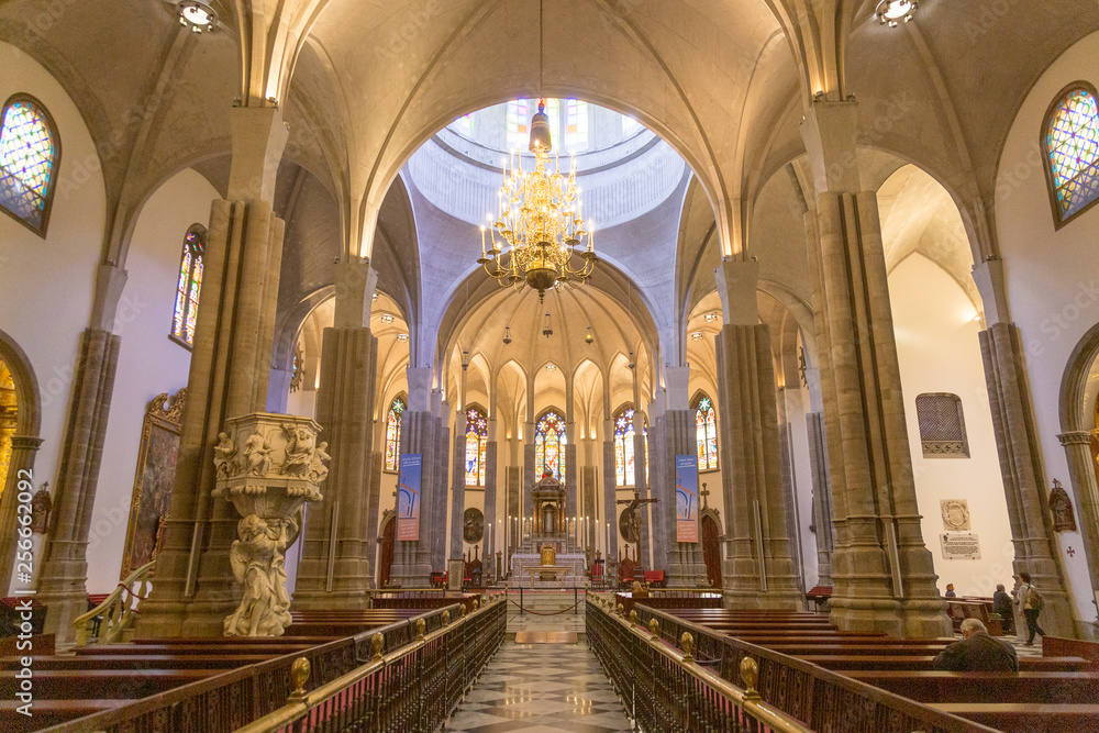 Santa Cruz, Canary Islands, Spain. 02-28-2019.  Interior of Cathedral  at Santa Cruz, at Tenerife,  Canary Islands, Spain.