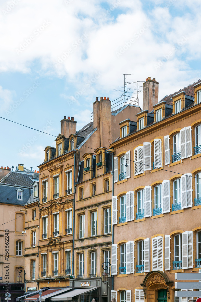 Fototapeta premium Metz, FRANCE - April 1, 2018: Antique building view in Old Town Metz, France