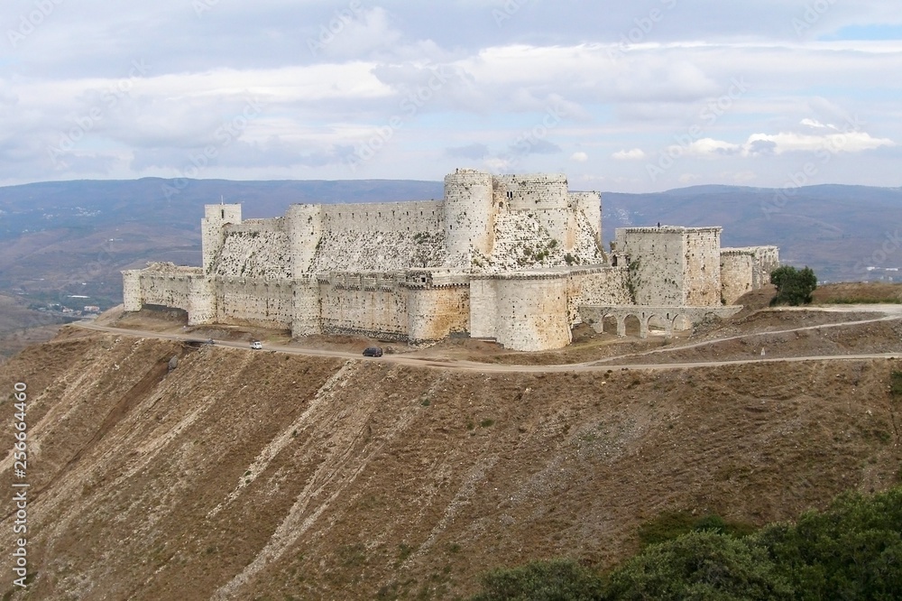 Hospitaller Fortress Crac des Chevaliers, a treasure of the Crusades, a Medieval Castle in the Middle East, Syria
