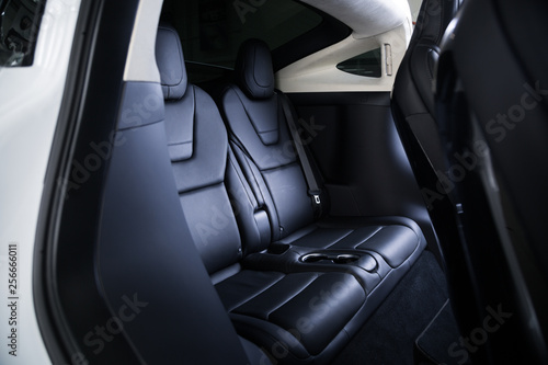 Passenger seats in luxurious car interior