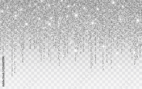 Silver glitter sparkle on a transparent background. Silver Vibrant background with twinkle lights. Vector illustration photo