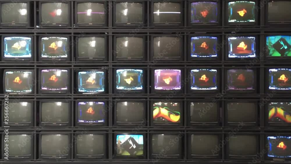 tv glitch set of tvs television pile malfunction vhs retro