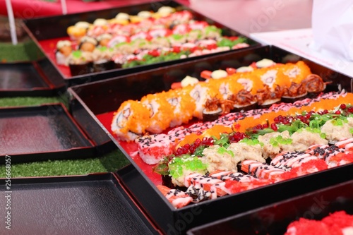 Tasty sushi at street food © oilslo