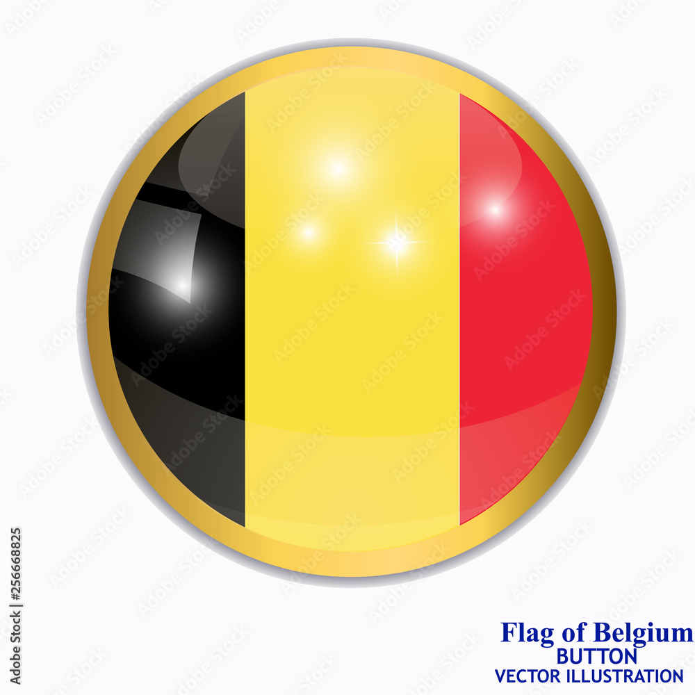 Fototapeta premium Banner with flag of Belgium. Colorful illustration with flags for web design. Illustration with white background.