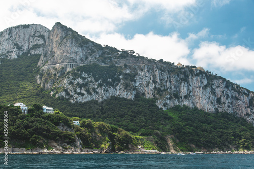 View from the boat on Capri island coast. Italy.