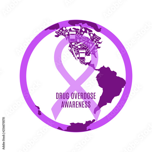 Drug overdose awareness day concept with purple ribbon