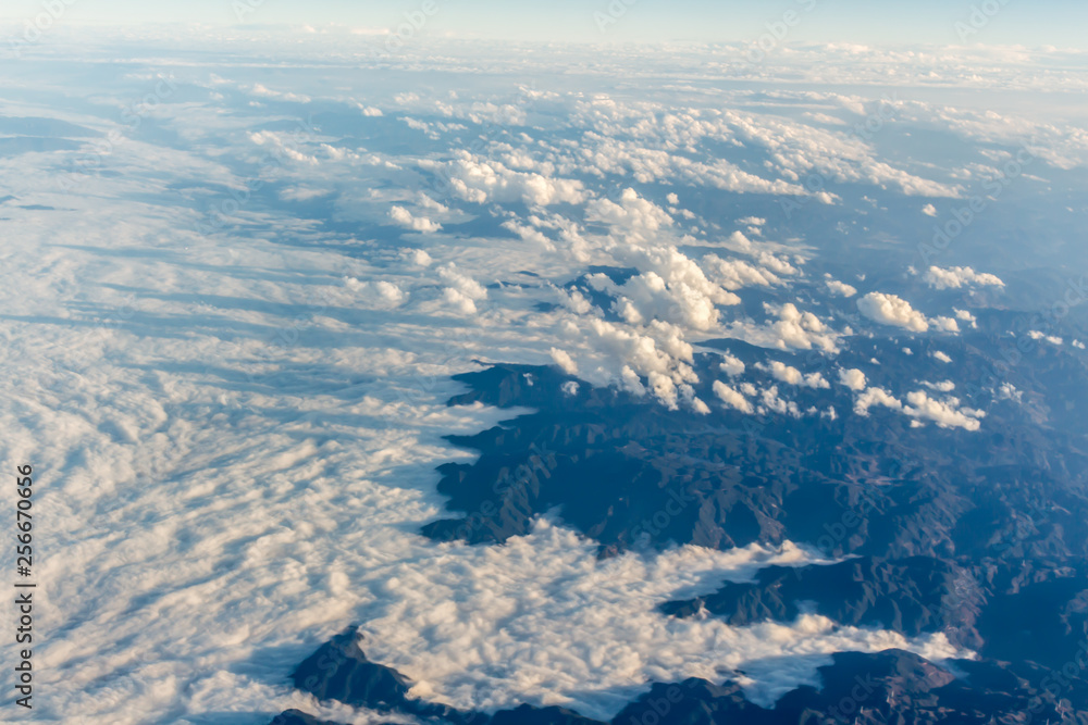 Clouds sky looking from the plane