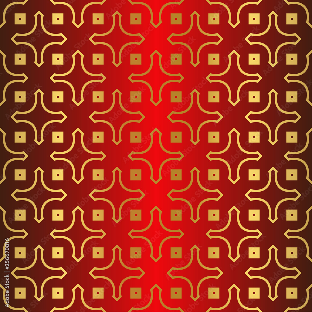 Art Deco Pattern Of Geometric Elements. Seamless Pattern. Vector Illustration. Design For Printing, Presentation, Textile Industry. Chinese red gold color Art Deco Pattern Of Geometric Elements. Seamless Pattern. Vector Illustration. Design For Printing, Presentation, Textile Industry. Chinese red gold color