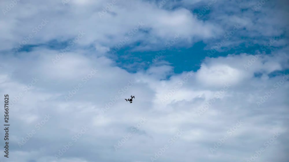 Drone flying trough the sky - slow motion Drone flying trough the sky - slow motion
